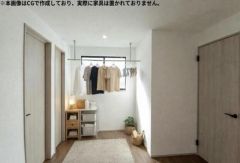 2階ホールでは室内干しが可能です